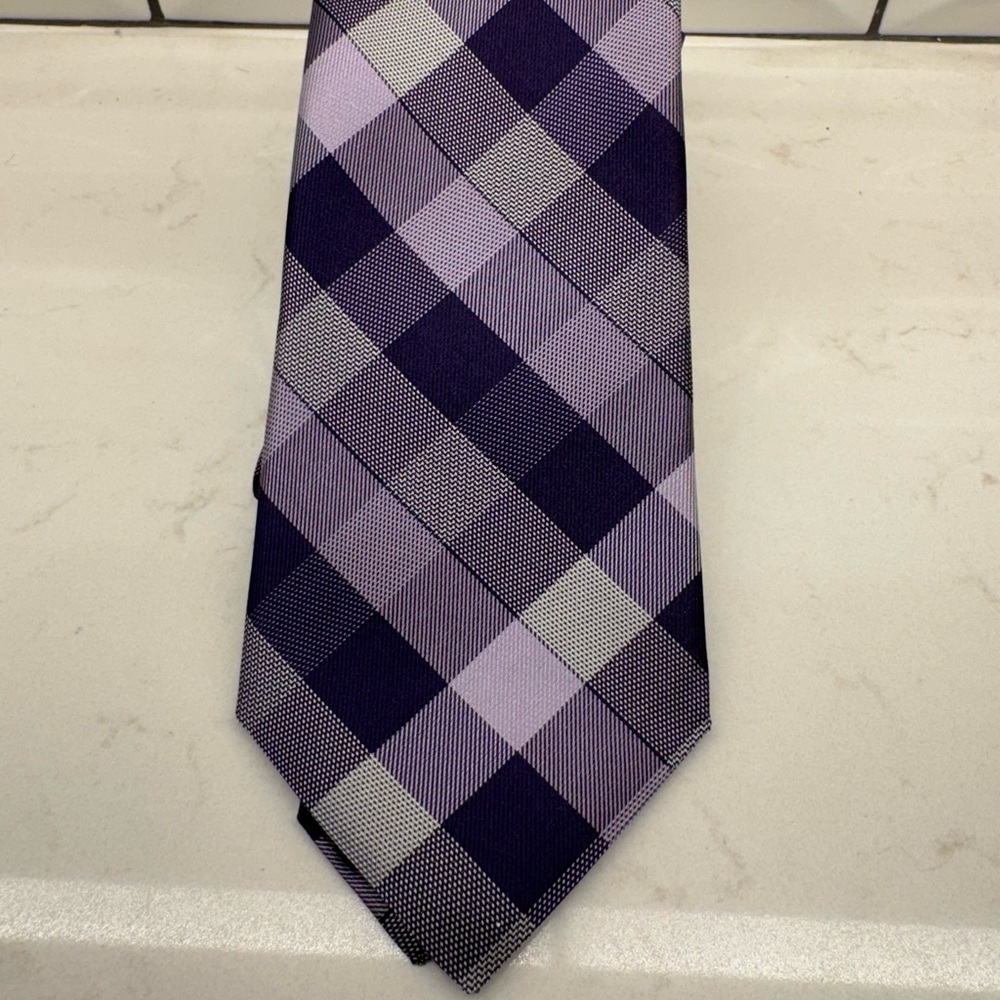 Michael Kors Purple and Gray Plaid Tie